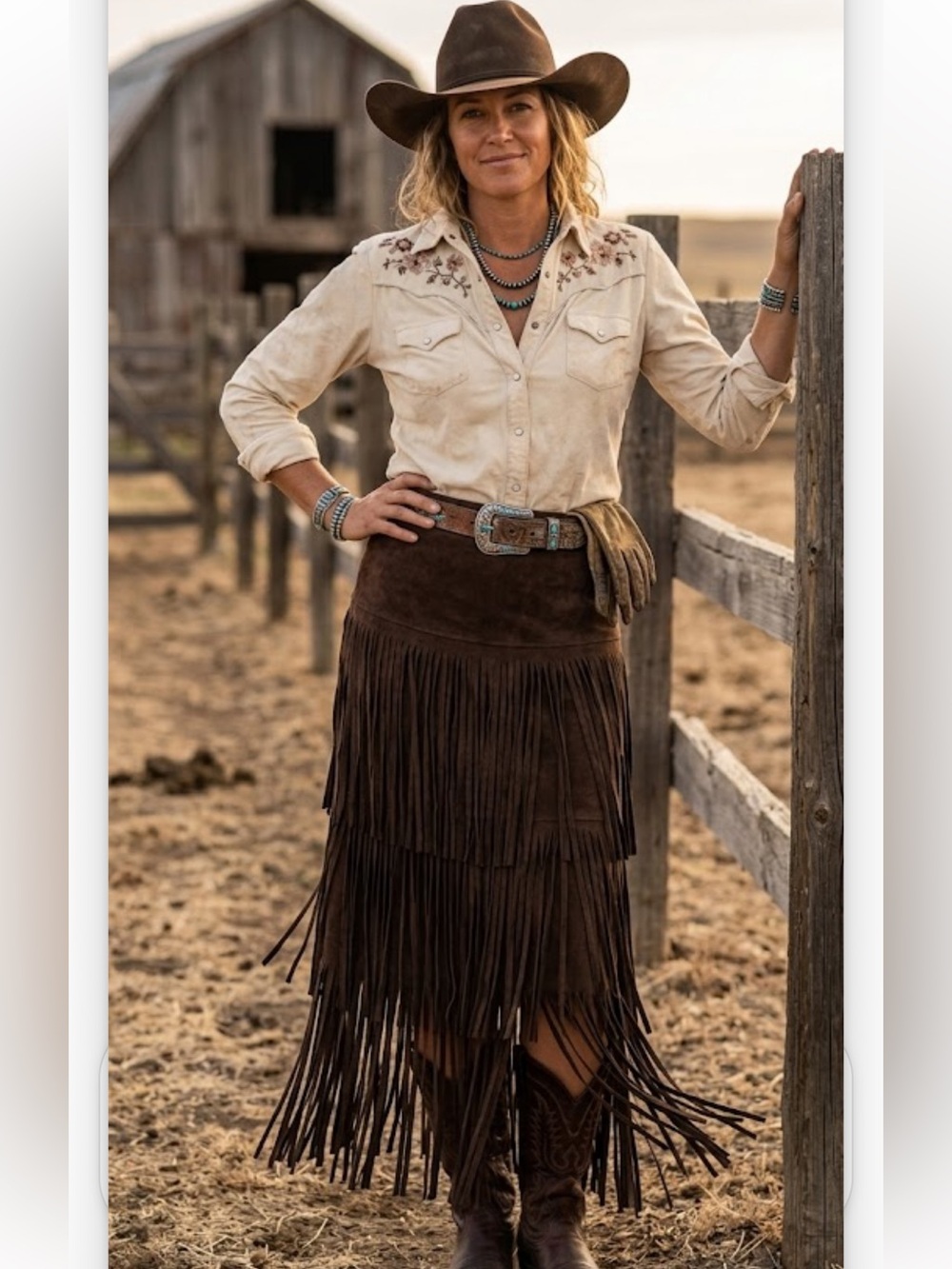 Pinto Ranch Chocolate Brown Suede Fringe Maxi Skirt